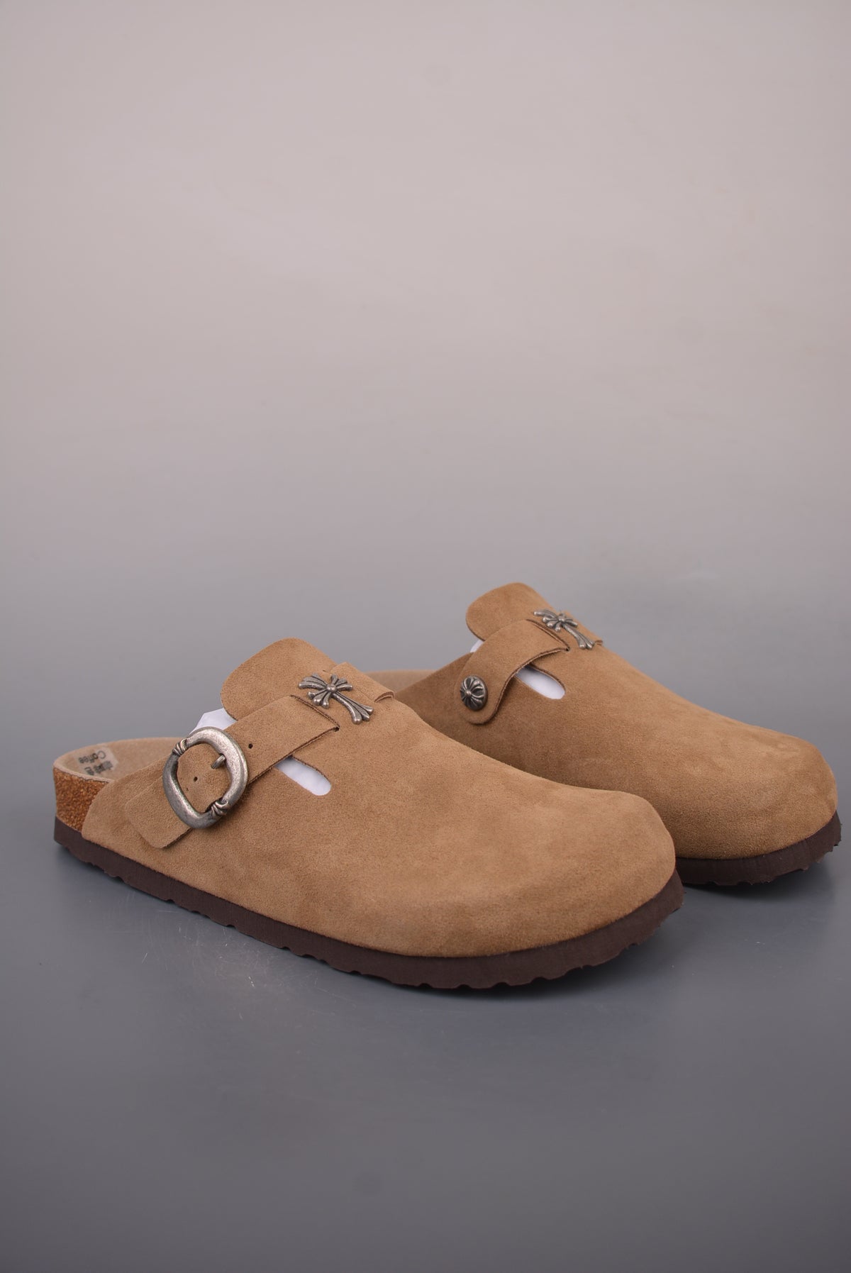 Chrome Hearts × Birkenstock Boston Suede Mules "Brown"